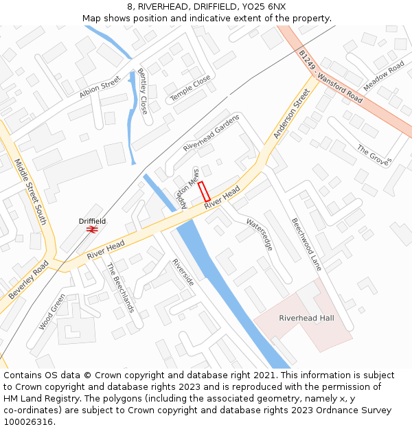 8, RIVERHEAD, DRIFFIELD, YO25 6NX: Location map and indicative extent of plot