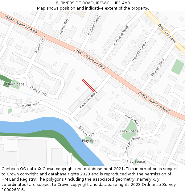 8, RIVERSIDE ROAD, IPSWICH, IP1 4AR: Location map and indicative extent of plot