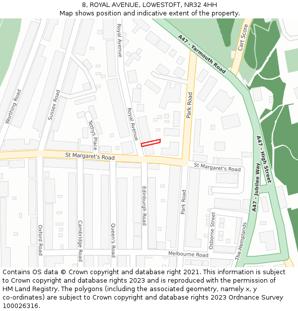 8, ROYAL AVENUE, LOWESTOFT, NR32 4HH: Location map and indicative extent of plot