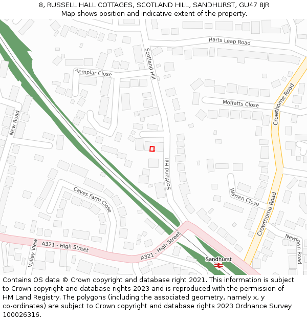 8, RUSSELL HALL COTTAGES, SCOTLAND HILL, SANDHURST, GU47 8JR: Location map and indicative extent of plot