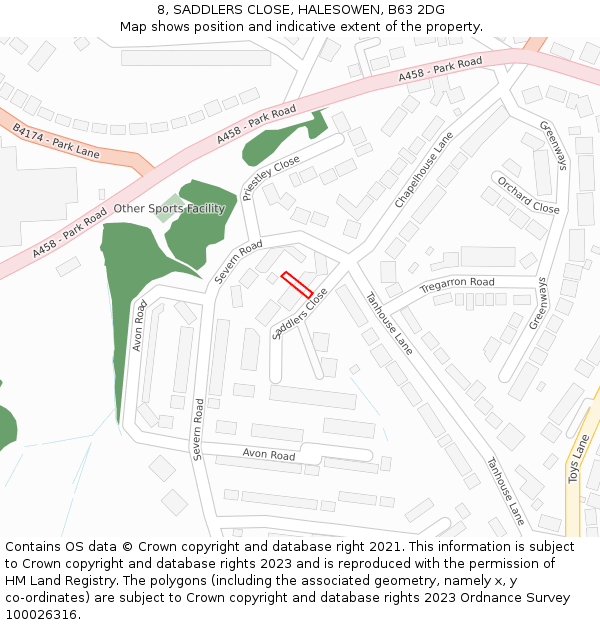8, SADDLERS CLOSE, HALESOWEN, B63 2DG: Location map and indicative extent of plot