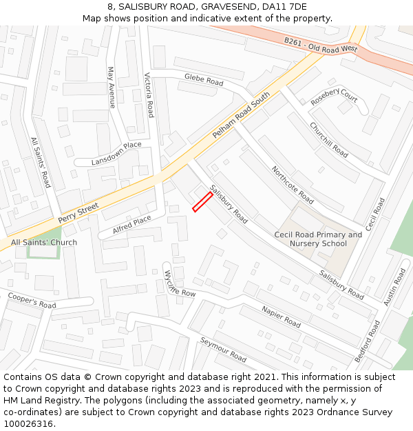 8, SALISBURY ROAD, GRAVESEND, DA11 7DE: Location map and indicative extent of plot