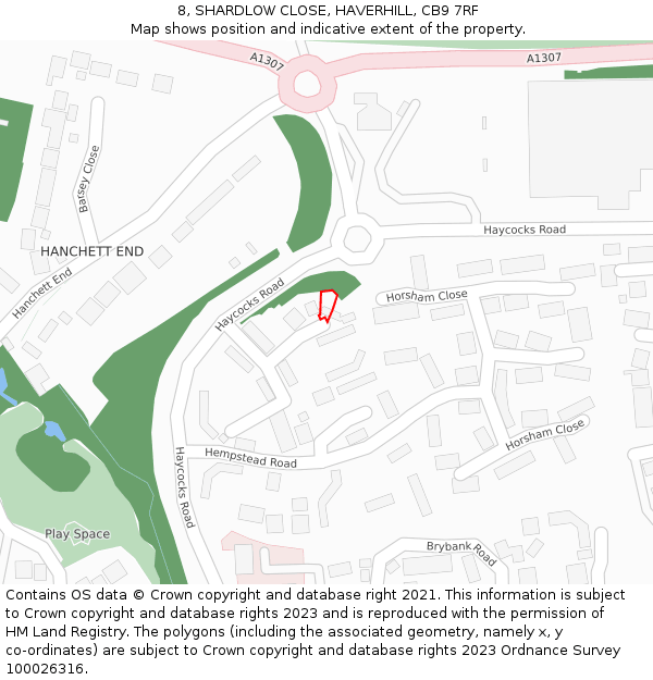8, SHARDLOW CLOSE, HAVERHILL, CB9 7RF: Location map and indicative extent of plot