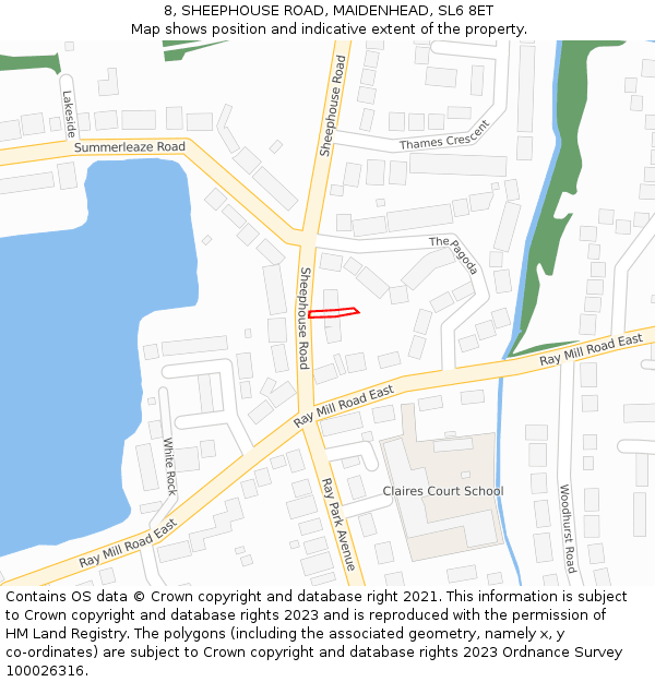 8, SHEEPHOUSE ROAD, MAIDENHEAD, SL6 8ET: Location map and indicative extent of plot