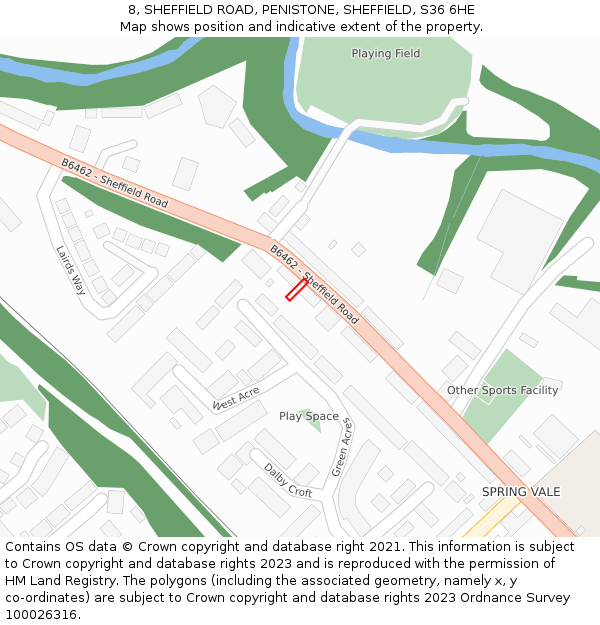 8, SHEFFIELD ROAD, PENISTONE, SHEFFIELD, S36 6HE: Location map and indicative extent of plot