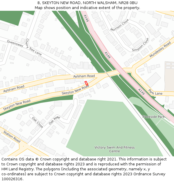 8, SKEYTON NEW ROAD, NORTH WALSHAM, NR28 0BU: Location map and indicative extent of plot