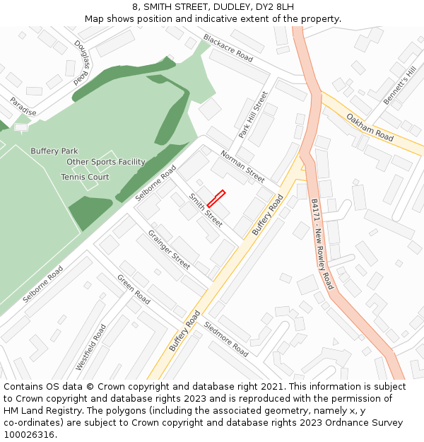 8, SMITH STREET, DUDLEY, DY2 8LH: Location map and indicative extent of plot