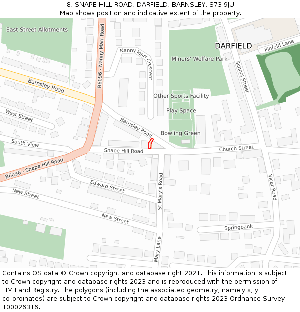 8, SNAPE HILL ROAD, DARFIELD, BARNSLEY, S73 9JU: Location map and indicative extent of plot