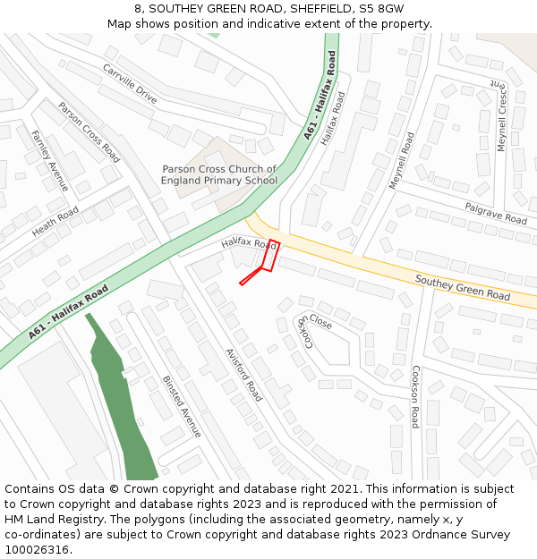 8, SOUTHEY GREEN ROAD, SHEFFIELD, S5 8GW: Location map and indicative extent of plot