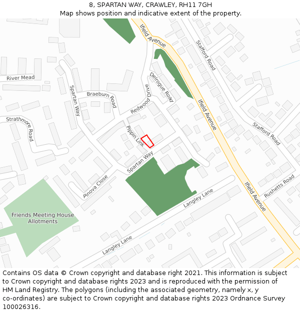 8, SPARTAN WAY, CRAWLEY, RH11 7GH: Location map and indicative extent of plot
