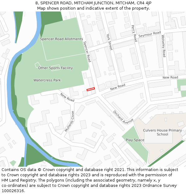 8, SPENCER ROAD, MITCHAM JUNCTION, MITCHAM, CR4 4JP: Location map and indicative extent of plot