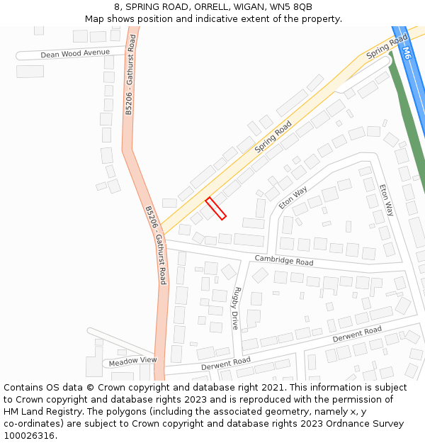 8, SPRING ROAD, ORRELL, WIGAN, WN5 8QB: Location map and indicative extent of plot