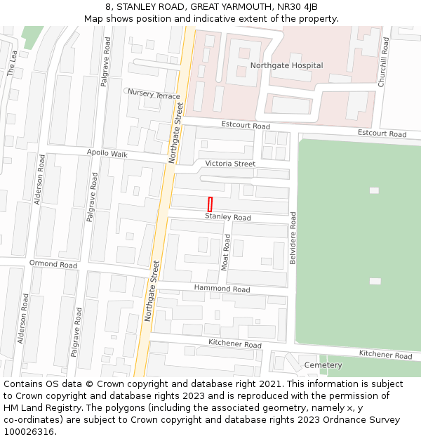 8, STANLEY ROAD, GREAT YARMOUTH, NR30 4JB: Location map and indicative extent of plot