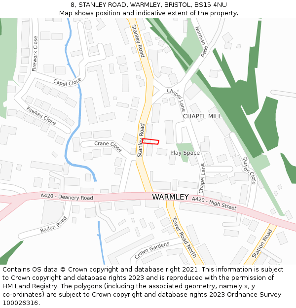 8, STANLEY ROAD, WARMLEY, BRISTOL, BS15 4NU: Location map and indicative extent of plot