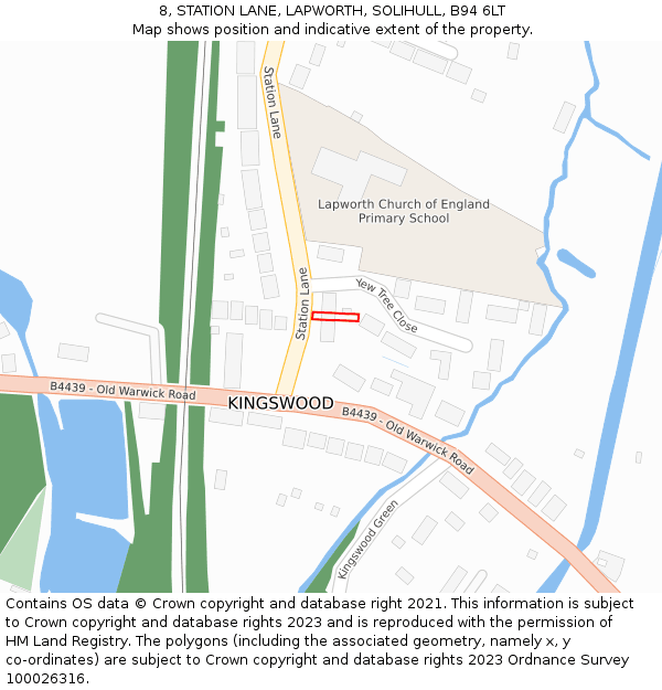 8, STATION LANE, LAPWORTH, SOLIHULL, B94 6LT: Location map and indicative extent of plot