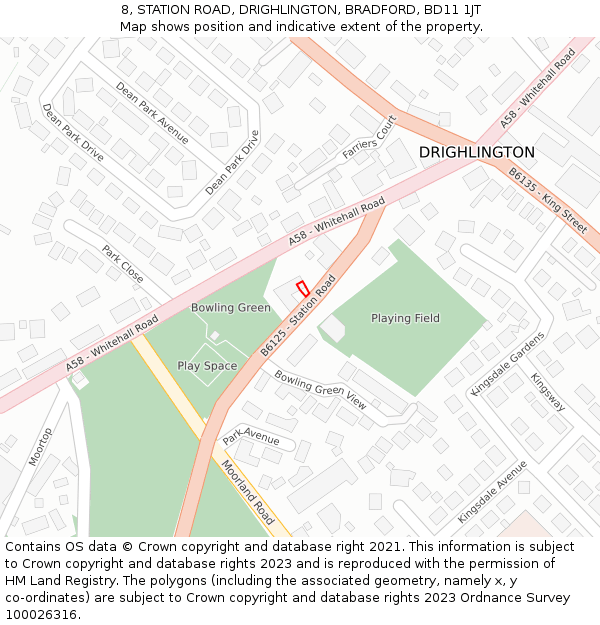 8, STATION ROAD, DRIGHLINGTON, BRADFORD, BD11 1JT: Location map and indicative extent of plot