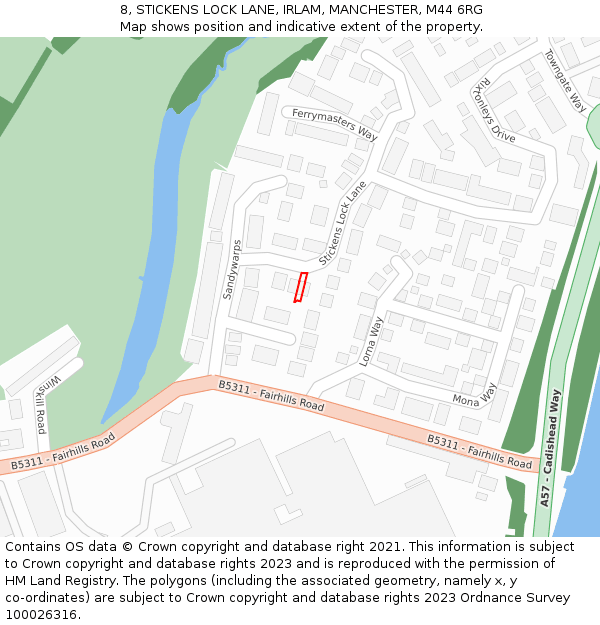 8, STICKENS LOCK LANE, IRLAM, MANCHESTER, M44 6RG: Location map and indicative extent of plot