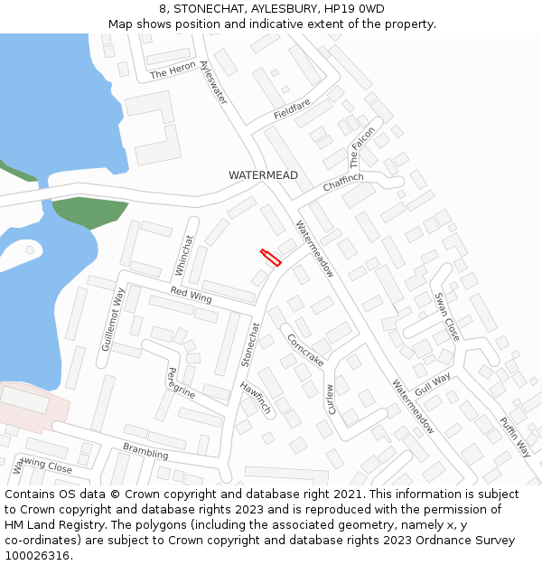 8, STONECHAT, AYLESBURY, HP19 0WD: Location map and indicative extent of plot