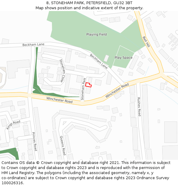 8, STONEHAM PARK, PETERSFIELD, GU32 3BT: Location map and indicative extent of plot
