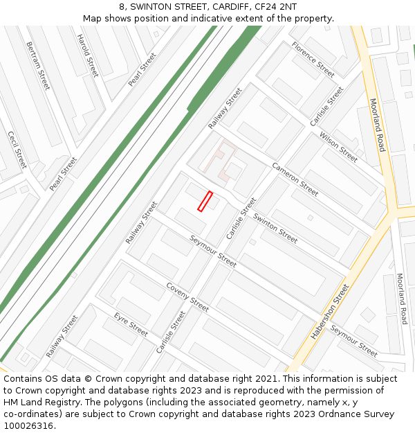 8, SWINTON STREET, CARDIFF, CF24 2NT: Location map and indicative extent of plot