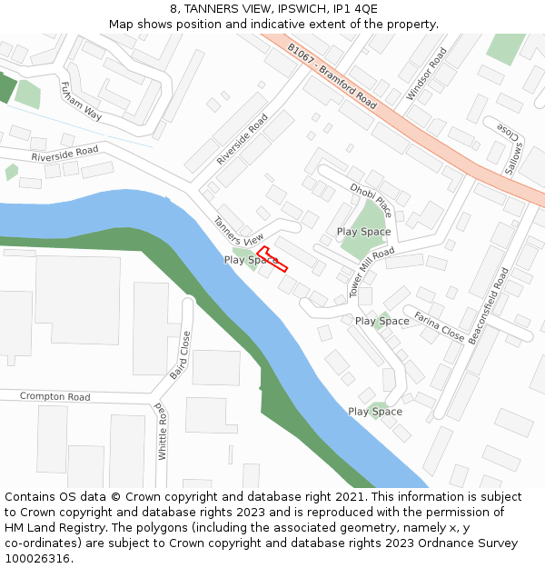 8, TANNERS VIEW, IPSWICH, IP1 4QE: Location map and indicative extent of plot