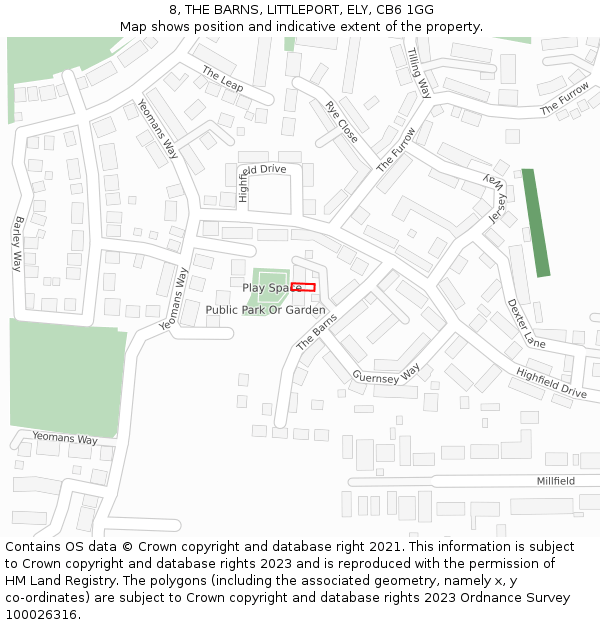 8, THE BARNS, LITTLEPORT, ELY, CB6 1GG: Location map and indicative extent of plot