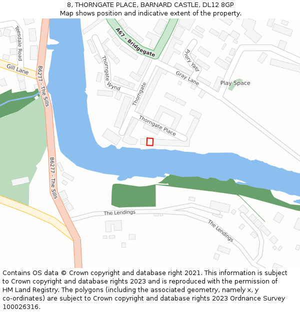 8, THORNGATE PLACE, BARNARD CASTLE, DL12 8GP: Location map and indicative extent of plot