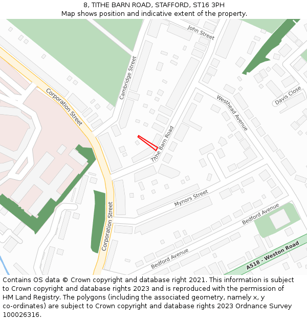 8, TITHE BARN ROAD, STAFFORD, ST16 3PH: Location map and indicative extent of plot