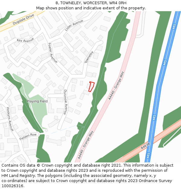 8, TOWNELEY, WORCESTER, WR4 0RH: Location map and indicative extent of plot
