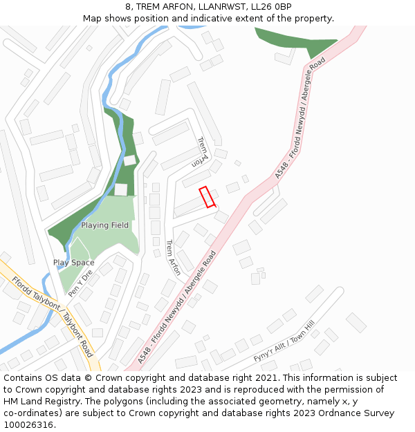 8, TREM ARFON, LLANRWST, LL26 0BP: Location map and indicative extent of plot