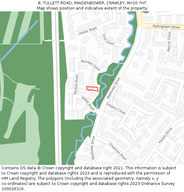 8, TULLETT ROAD, MAIDENBOWER, CRAWLEY, RH10 7HT: Location map and indicative extent of plot