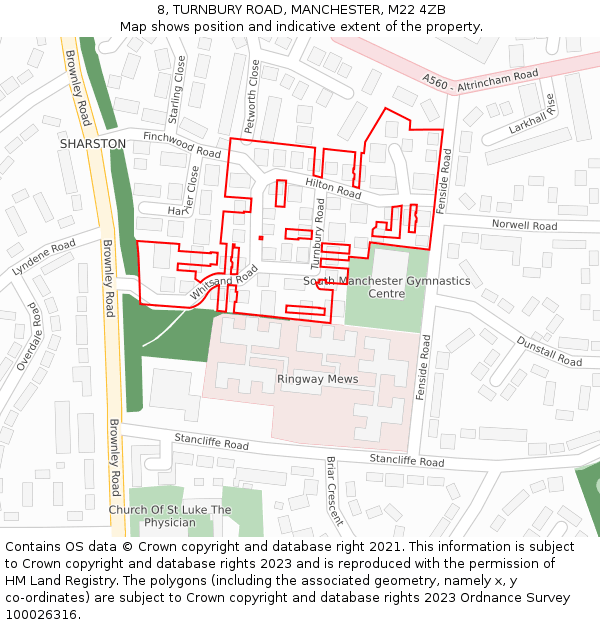 8, TURNBURY ROAD, MANCHESTER, M22 4ZB: Location map and indicative extent of plot