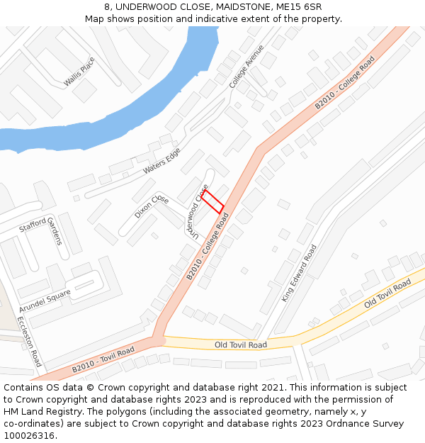 8, UNDERWOOD CLOSE, MAIDSTONE, ME15 6SR: Location map and indicative extent of plot