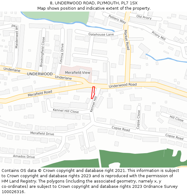 8, UNDERWOOD ROAD, PLYMOUTH, PL7 1SX: Location map and indicative extent of plot
