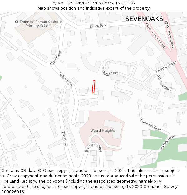 8, VALLEY DRIVE, SEVENOAKS, TN13 1EG: Location map and indicative extent of plot