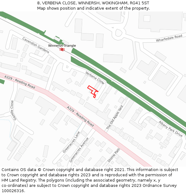 8, VERBENA CLOSE, WINNERSH, WOKINGHAM, RG41 5ST: Location map and indicative extent of plot