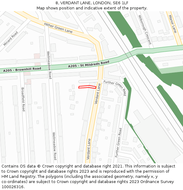 8, VERDANT LANE, LONDON, SE6 1LF: Location map and indicative extent of plot