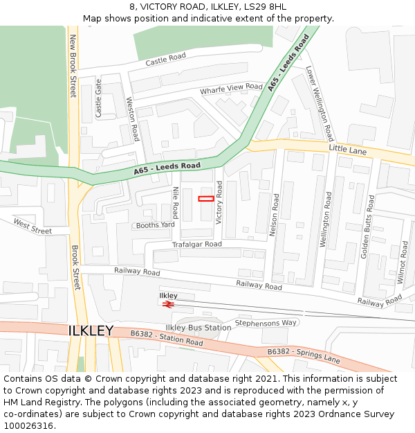 8, VICTORY ROAD, ILKLEY, LS29 8HL: Location map and indicative extent of plot