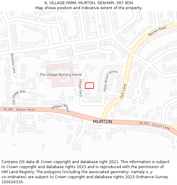 8, VILLAGE FARM, MURTON, SEAHAM, SR7 9DN: Location map and indicative extent of plot