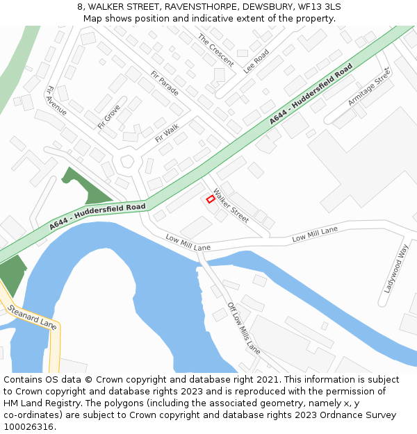 8, WALKER STREET, RAVENSTHORPE, DEWSBURY, WF13 3LS: Location map and indicative extent of plot