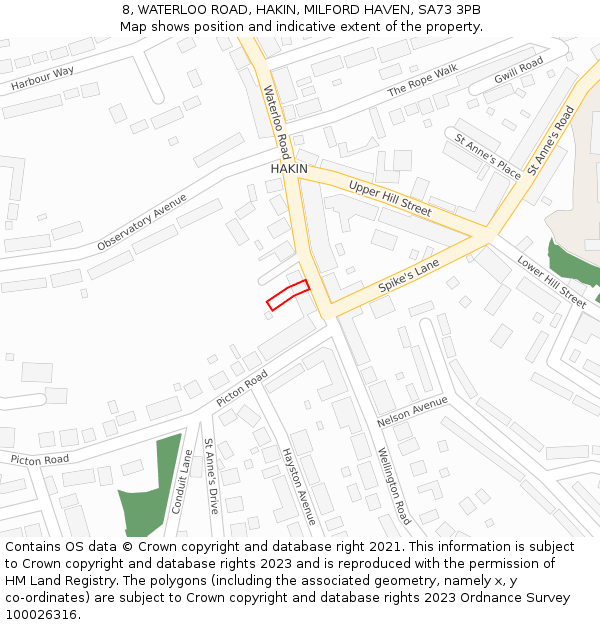 8, WATERLOO ROAD, HAKIN, MILFORD HAVEN, SA73 3PB: Location map and indicative extent of plot