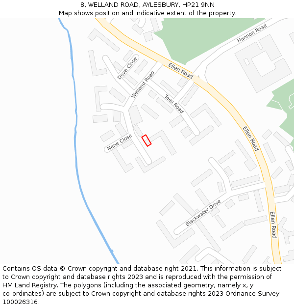 8, WELLAND ROAD, AYLESBURY, HP21 9NN: Location map and indicative extent of plot