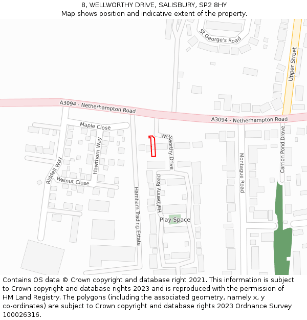 8, WELLWORTHY DRIVE, SALISBURY, SP2 8HY: Location map and indicative extent of plot