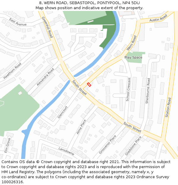 8, WERN ROAD, SEBASTOPOL, PONTYPOOL, NP4 5DU: Location map and indicative extent of plot