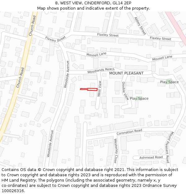 8, WEST VIEW, CINDERFORD, GL14 2EP: Location map and indicative extent of plot