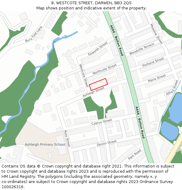 8, WESTCOTE STREET, DARWEN, BB3 2QS: Location map and indicative extent of plot