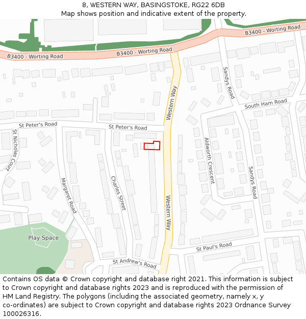 8, WESTERN WAY, BASINGSTOKE, RG22 6DB: Location map and indicative extent of plot
