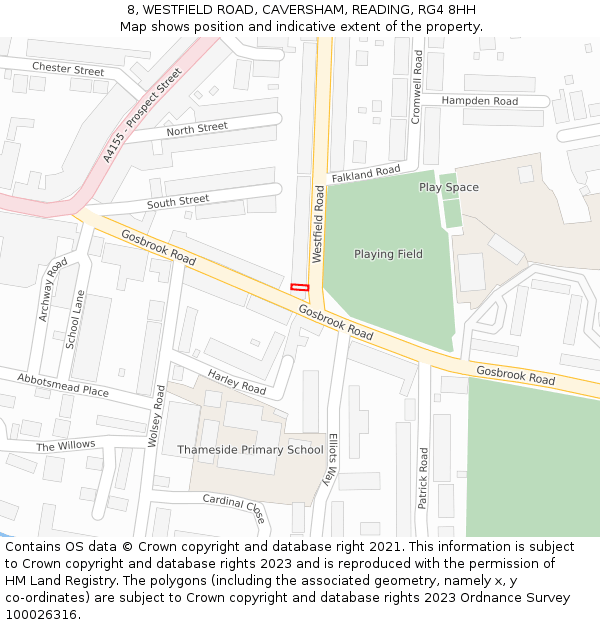 8, WESTFIELD ROAD, CAVERSHAM, READING, RG4 8HH: Location map and indicative extent of plot