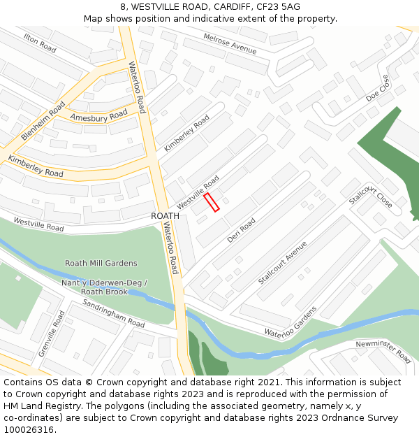 8, WESTVILLE ROAD, CARDIFF, CF23 5AG: Location map and indicative extent of plot