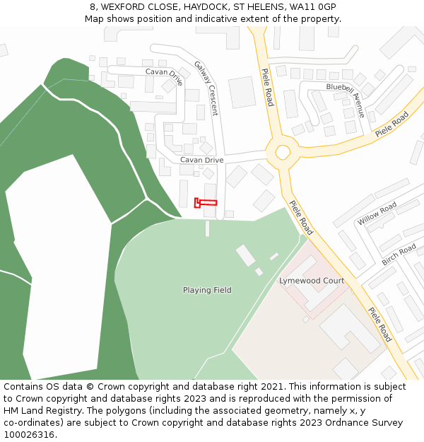 8, WEXFORD CLOSE, HAYDOCK, ST HELENS, WA11 0GP: Location map and indicative extent of plot